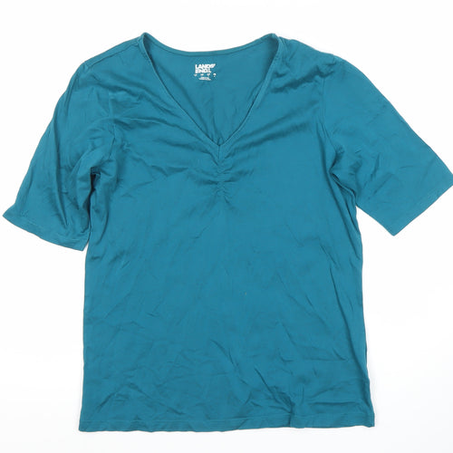 Lands' End Women's Blue V-Neck T-Shirt, Size S
