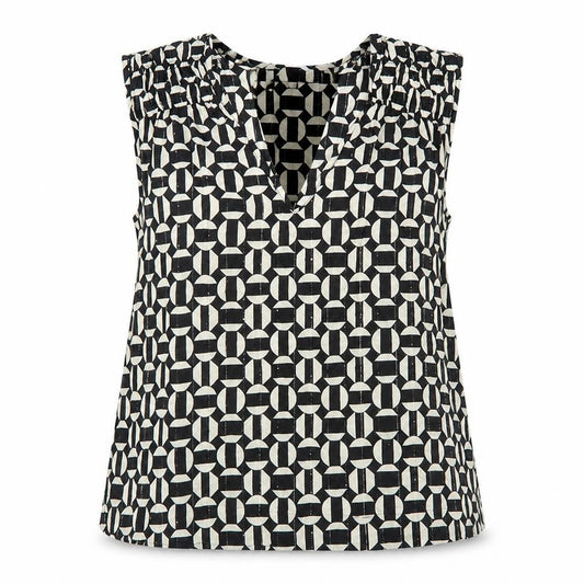 Front view of Next Women’s Black Geometric Blouse, size UK 12