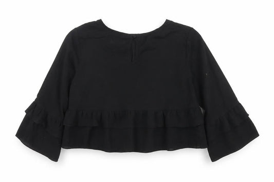 Front view of PRETTYLITTLETHING Black Tunic Blouse, size 10, Women's Fashion