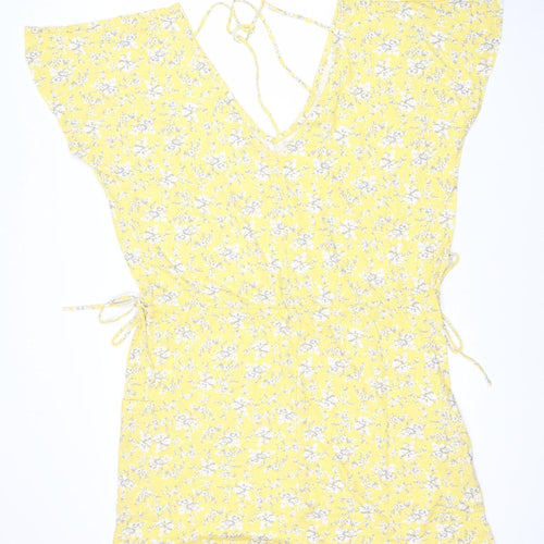 Next Women's Yellow Floral Tie Dress Size 16