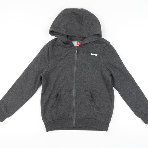 Slazenger Boys Grey Full Zip Hoodie 9-10 Years with Logo