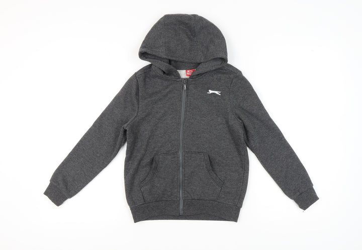 Slazenger Boys Grey Full Zip Hoodie 9-10 Years with Logo
