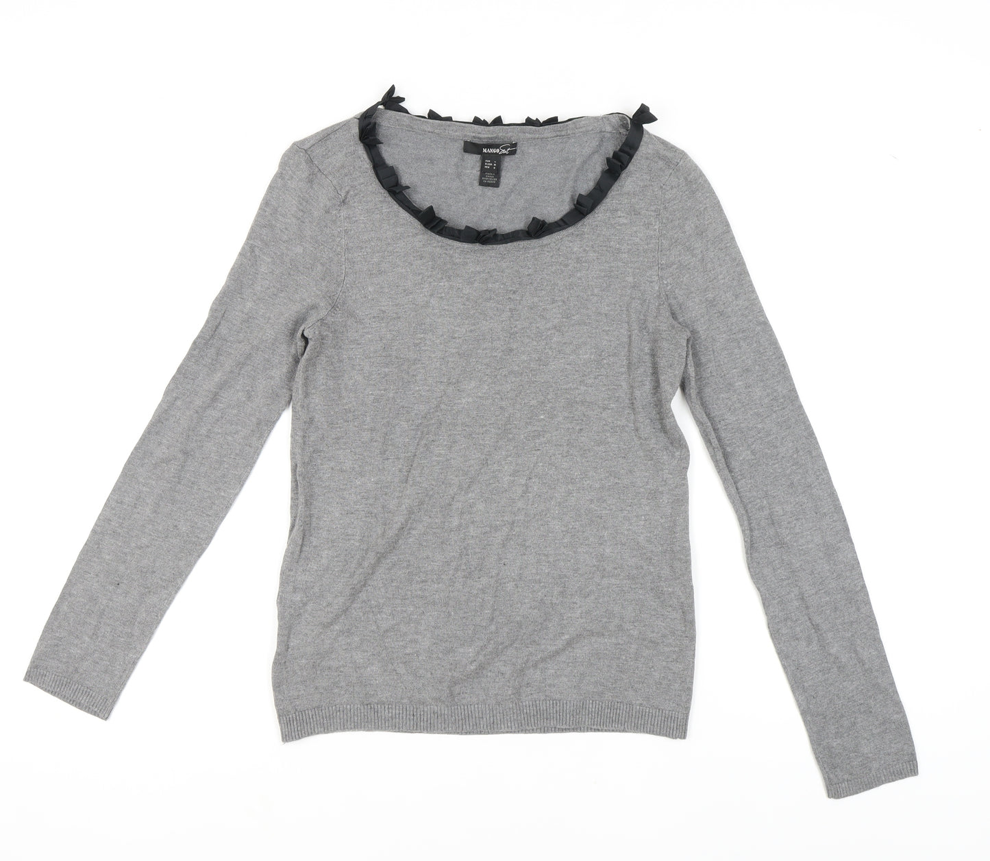 Mango Women’s Grey Ruffle Pullover Jumper Size 12