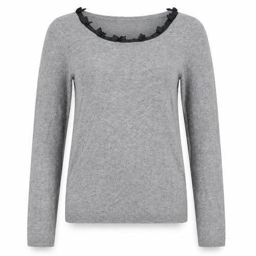Mango Women’s Grey Ruffle Pullover Jumper Size 12