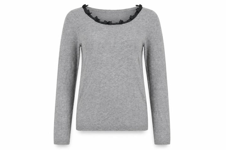 Mango Women’s Grey Ruffle Pullover Jumper Size 12