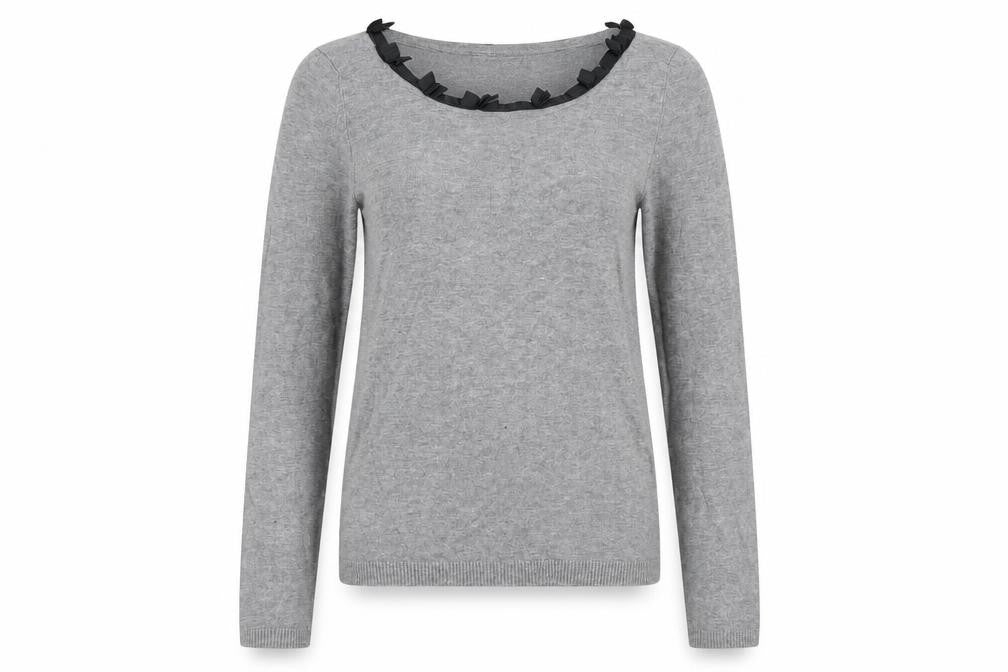 Mango Women’s Grey Ruffle Pullover Jumper Size 12