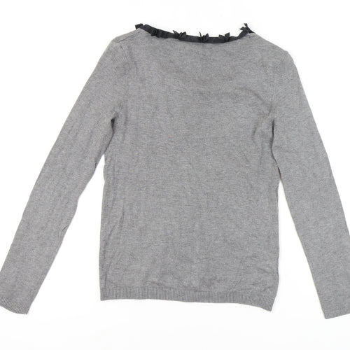 Mango Women’s Grey Ruffle Pullover Jumper Size 12