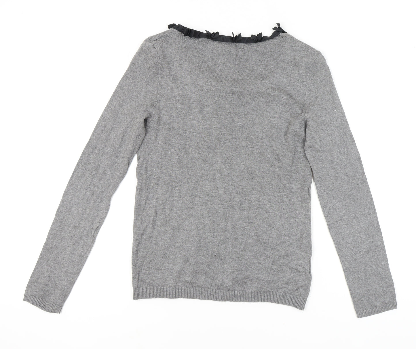Mango Women’s Grey Ruffle Pullover Jumper Size 12