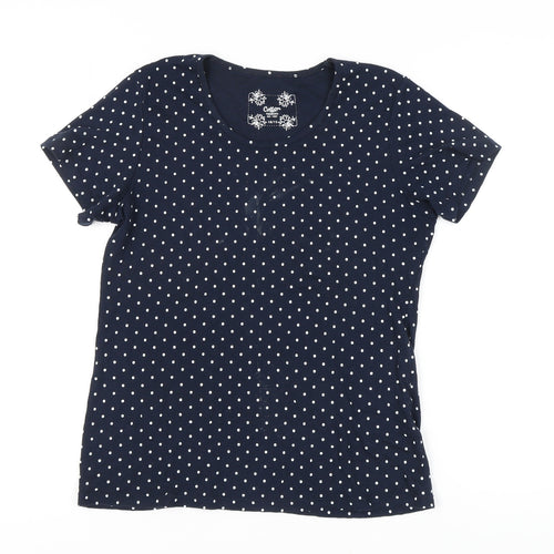 Cotton Traders Women's Blue Polka Dot T-Shirt Size 10