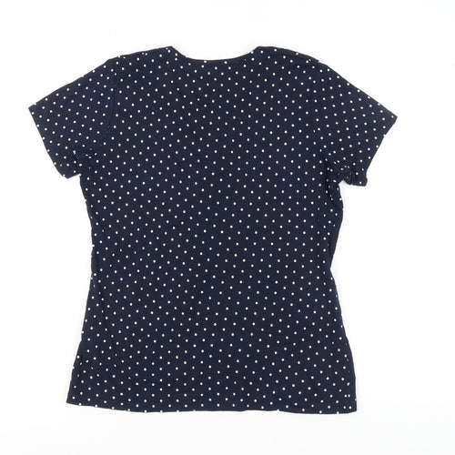 Cotton Traders Women's Blue Polka Dot T-Shirt Size 10