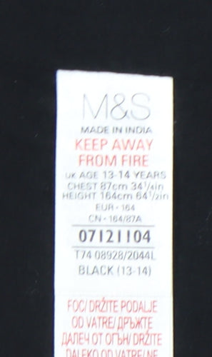 Marks and Spencer Black Sequin T-Shirt for Girls 13-14 Years