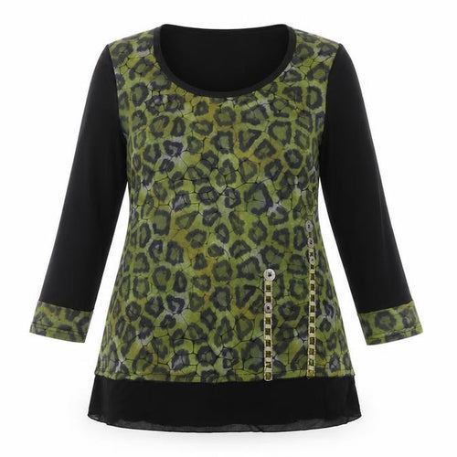 Clarity Women's Green Animal Print Tunic, Size 12