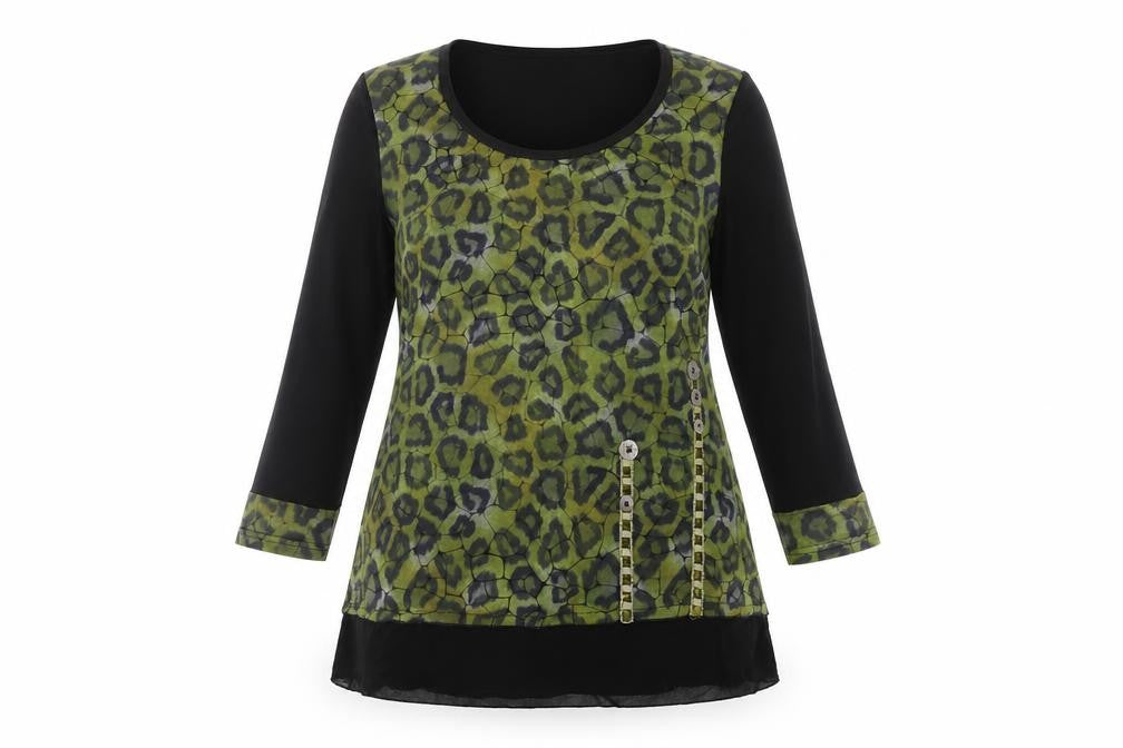 Clarity Women's Green Animal Print Tunic, Size 12