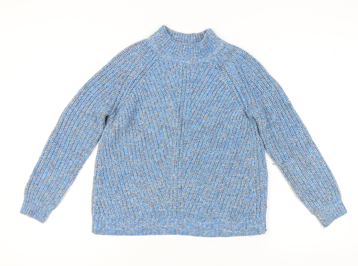 John Lewis Women's Blue Mock Neck Pullover Jumper Size 10