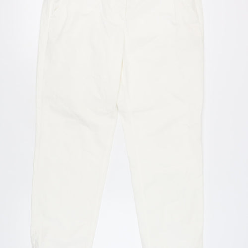 Autograph Women's White Cropped Cotton Trousers Size 14