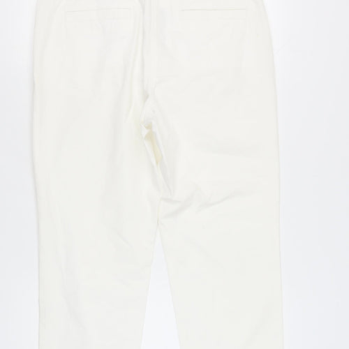 Autograph Women's White Cropped Cotton Trousers Size 14