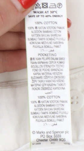 Autograph Women's White Cropped Cotton Trousers Size 14