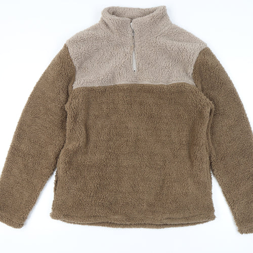 Lounge Brown Mock Neck Fleece Sweatshirt Medium