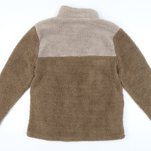 Lounge Brown Mock Neck Fleece Sweatshirt Medium