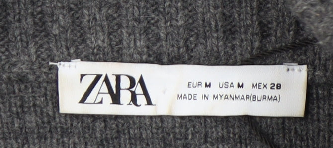 Zara Women's Grey High Neck Cardigan, Size M, Knit