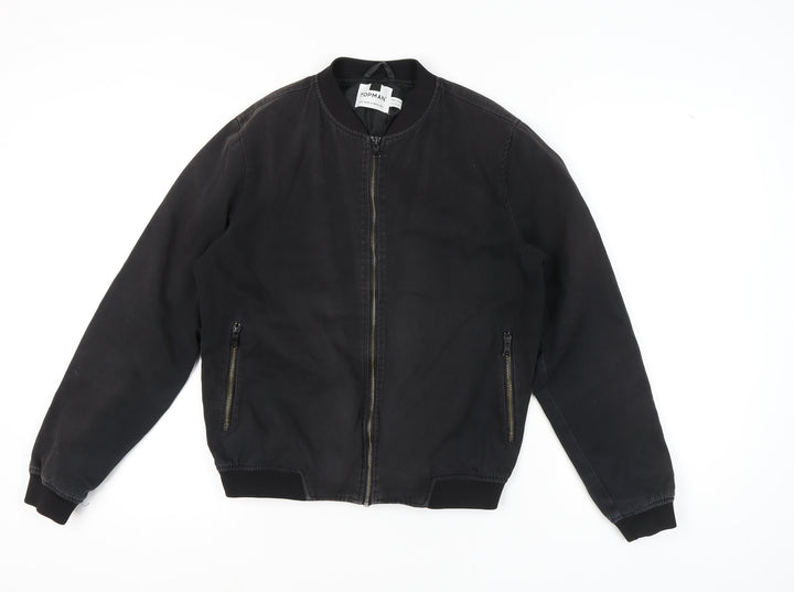 Topman Men's Black Bomber Jacket Size S Casual