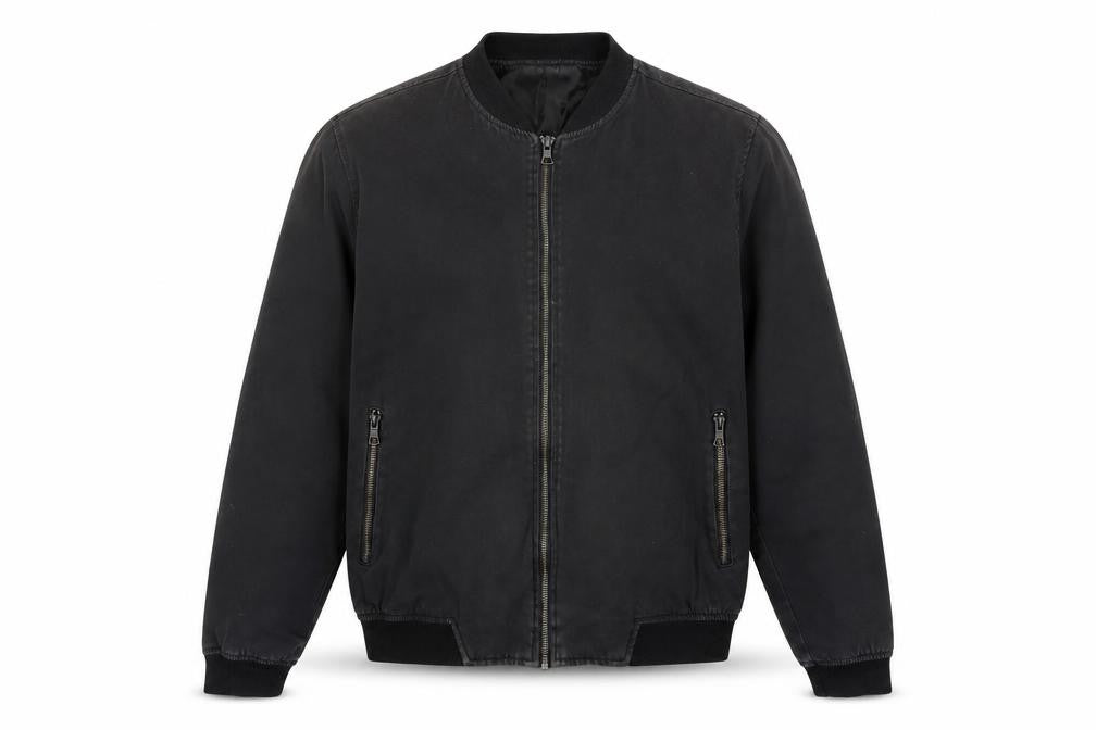 Front view of Topman Men's Black Bomber Jacket, size S, Casual