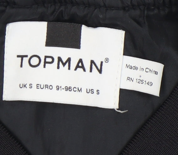 Topman Men's Black Bomber Jacket Size S Casual