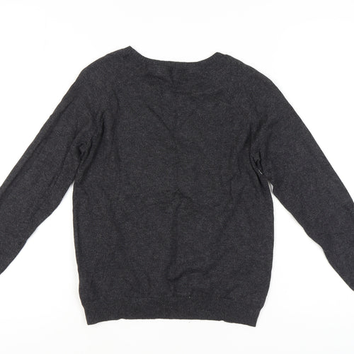 Marks and Spencer Women's Grey Floral Pullover Jumper, Size 8