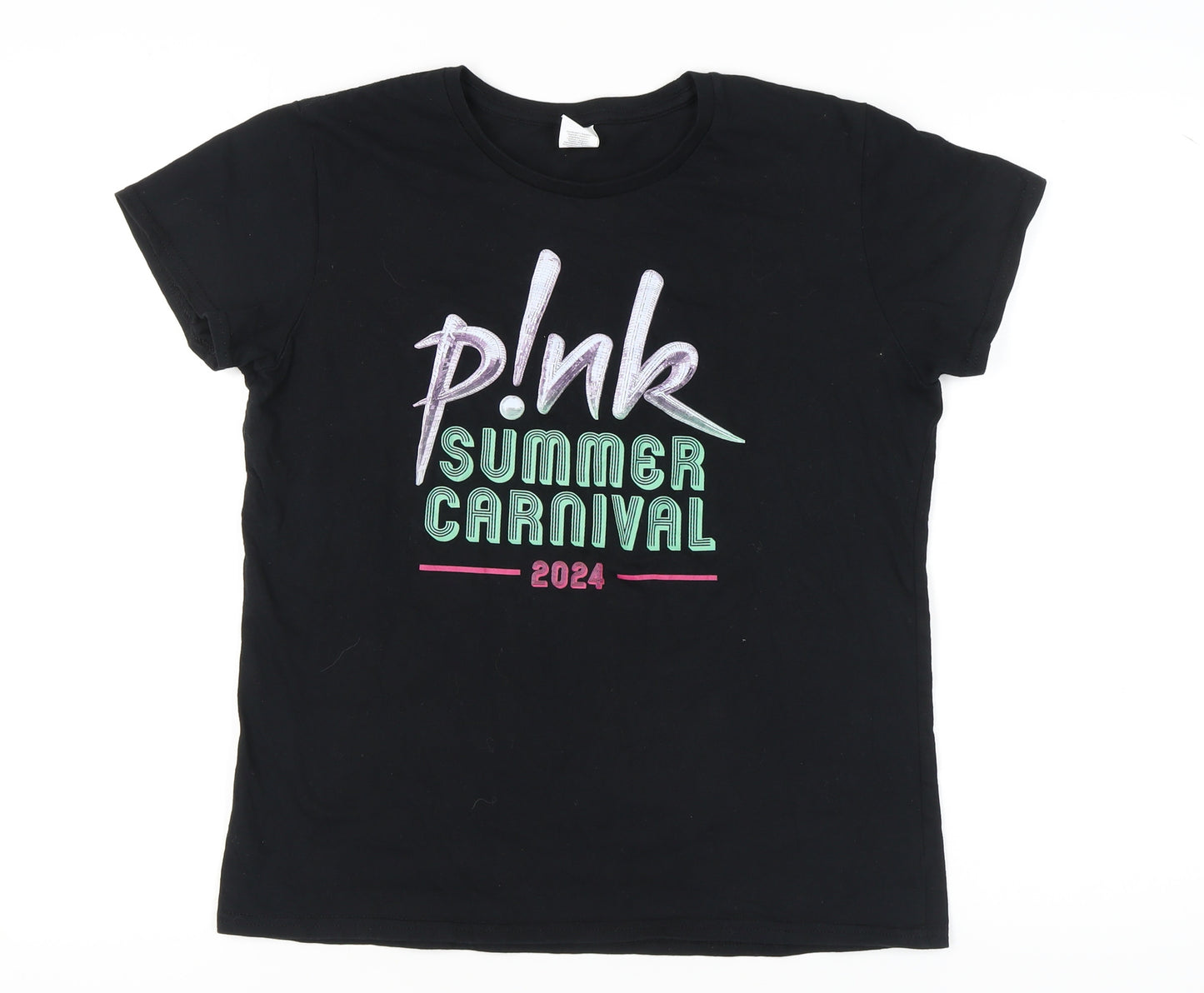 Gildan Women's Black Summer Carnival T-Shirt L