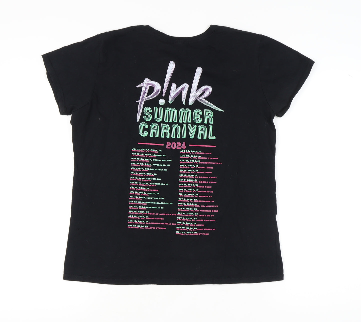 Gildan Women's Black Summer Carnival T-Shirt L