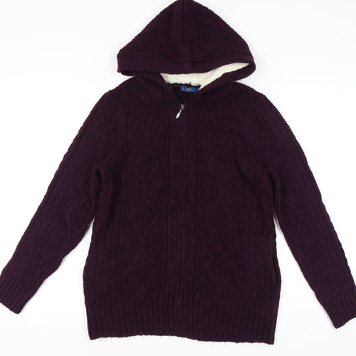 Cotton Traders Women's Purple Full Zip Hooded Jumper