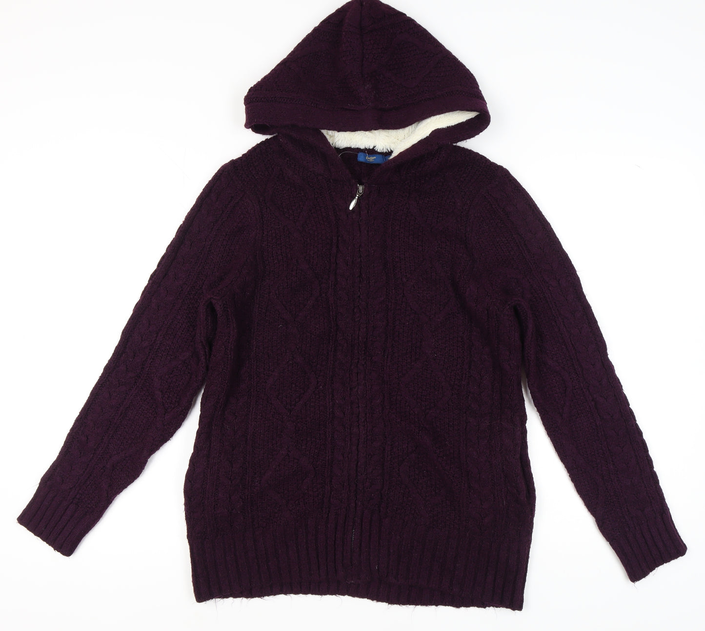 Cotton Traders Women's Purple Full Zip Hooded Jumper