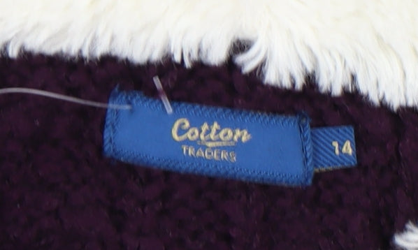Cotton Traders Women's Purple Full Zip Hooded Jumper