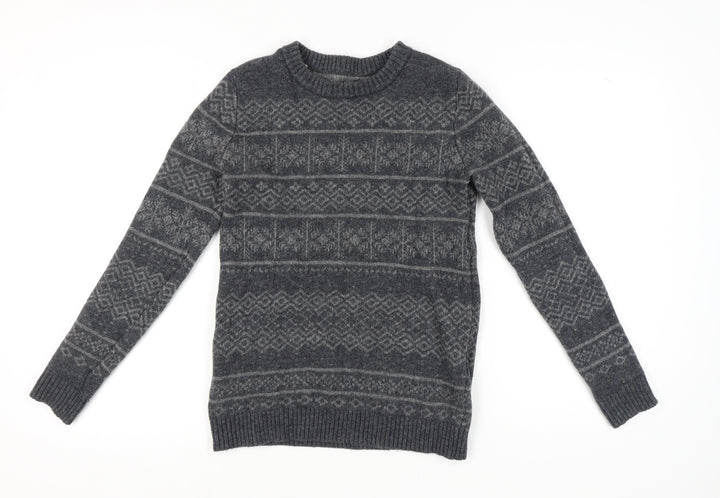 SELECTED HOMME Grey Wool Men's Pullover Jumper, Size S