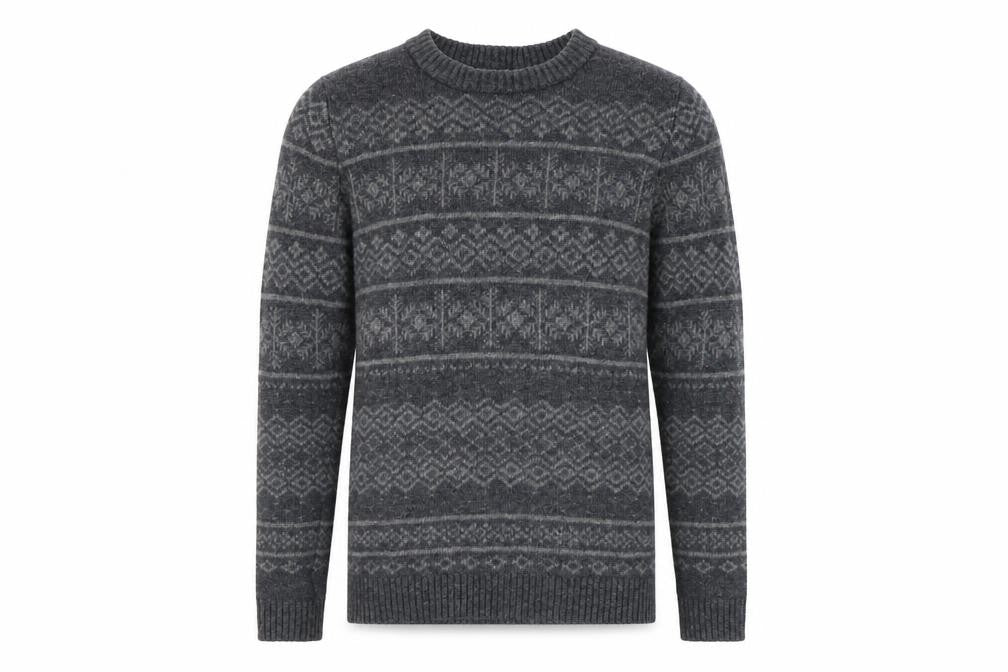Front view of SELECTED HOMME Grey Wool Men's jumper, size S