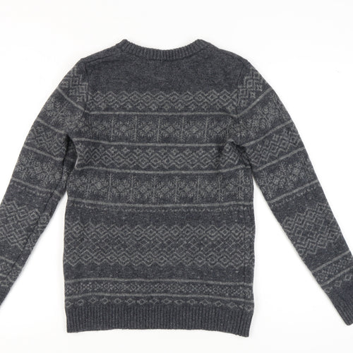 SELECTED HOMME Grey Wool Men's Pullover Jumper, Size S