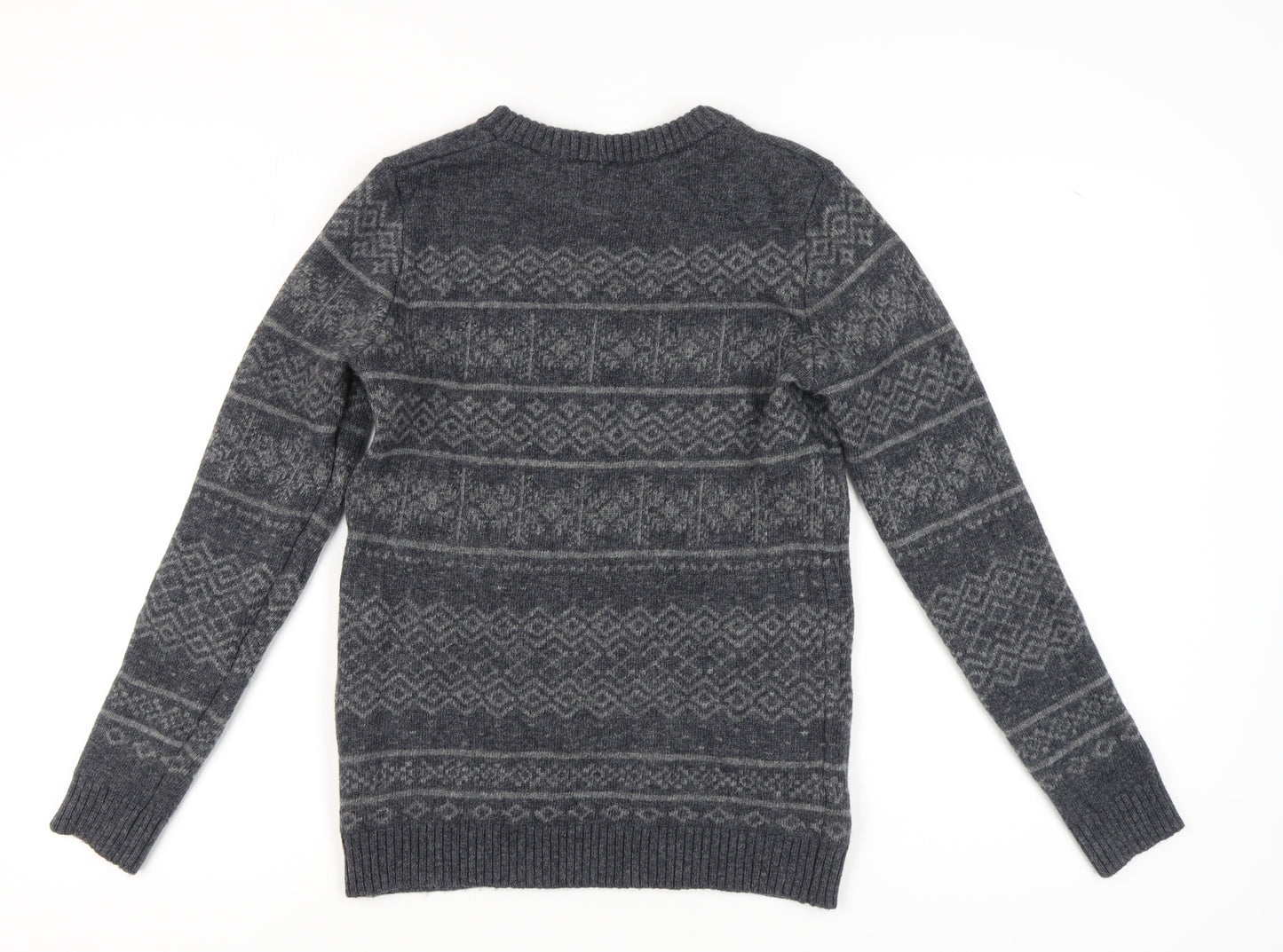 SELECTED HOMME Grey Wool Men's Pullover Jumper, Size S