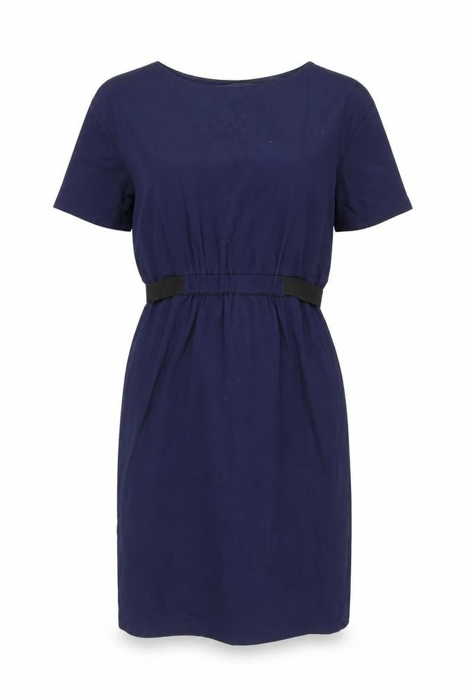 Front view of Oliver Bonas Women's Blue Cotton Shift Dress, size 8