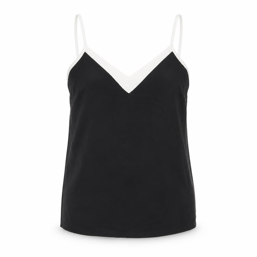 Front view of Oasis Women's Black Camisole Tank - Medium, V-Neck