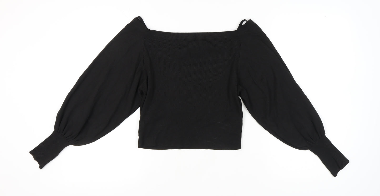 Topshop Women's Black Long Sleeve Top UK 14