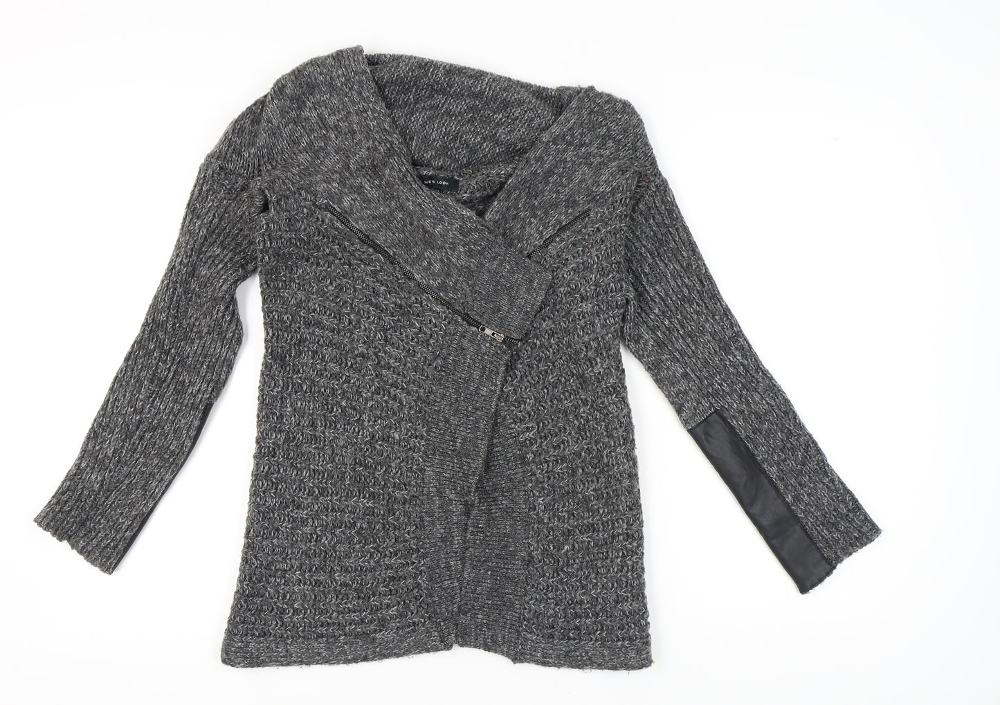 New Look Women’s Grey Full Zip Chunky Knit Jumper M