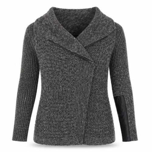 New Look Women’s Grey Full Zip Chunky Knit Jumper M
