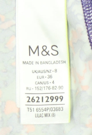 Marks and Spencer Women's Purple Floral Leggings, Size 8