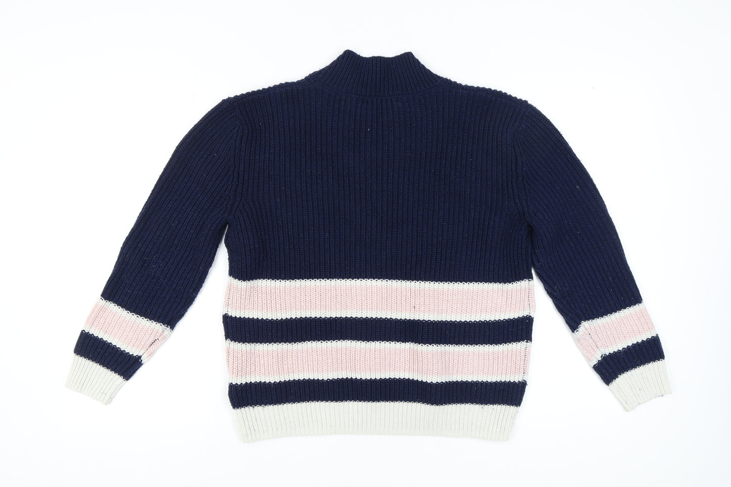 Marks and Spencer Women's Blue Striped Pullover Jumper M
