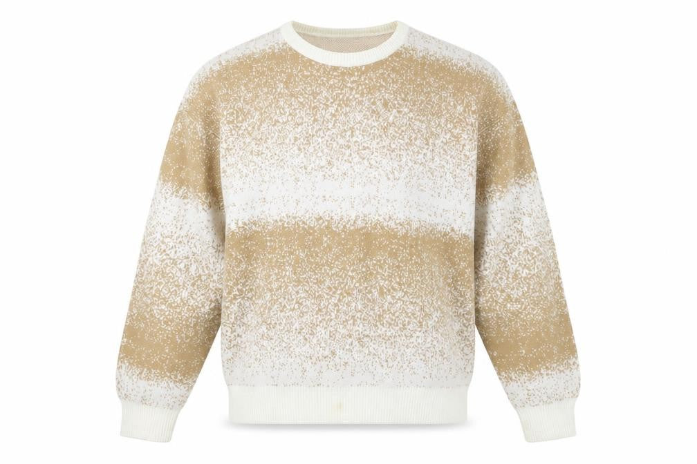 Front view of boohooMAN Men's Beige jumper, size S, Casual Knit