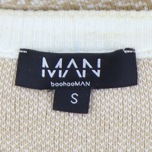 boohooMAN Men's Beige Pullover Jumper, Size S, Casual Knit