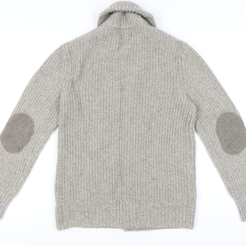 H&M Men's Beige Cardigan, Size M, Knit Wool Blend