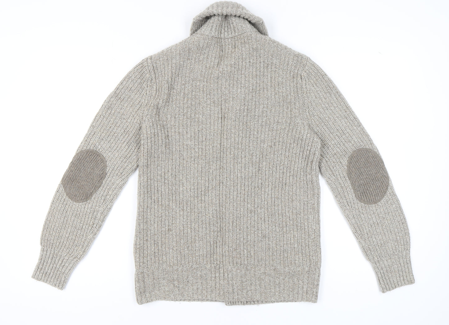 H&M Men's Beige Cardigan, Size M, Knit Wool Blend