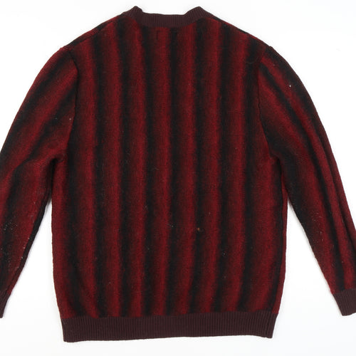 Topman Men's XL Red Striped Cardigan Jumper