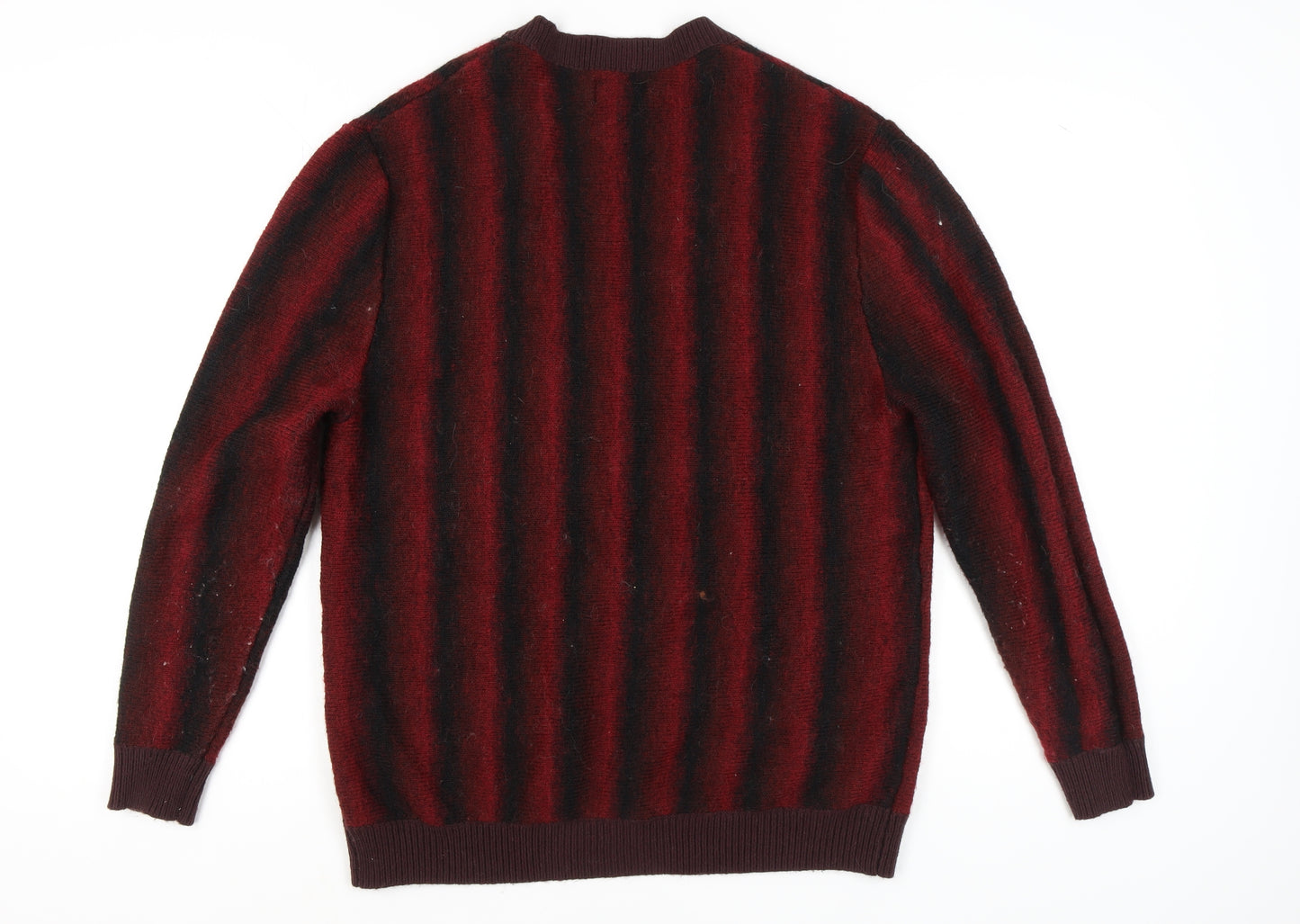 Topman Men's XL Red Striped Cardigan Jumper